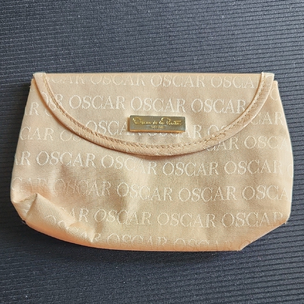 Oscar de la Renta Beige Clutch with Monogram Pattern - Picture 1 of 5
